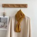 Korean style cable knit scarf in solid mustard yellow, cozy warm neckerchief detail. - Twist Cross Style / Turmeric