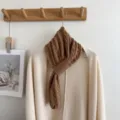 Brown cable knit short scarf for women, cozy winter neck warmer, stylish accessory. - Twist Cross Style / Oatmeal Camel