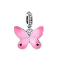 Silver pink butterfly charm pendant for DIY bracelets and necklaces, enamel cute style. - Athlete Portrait 2