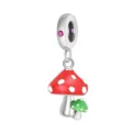 Silver mushroom dangle charm for bracelet, cute red and green enamel bead fits Pandora. - Athlete Portrait 3