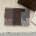 Bufanda de invierno clásica a cuadros con flecos, chal cálido unisex para días fríos. - 188x31cm / Cuadros Grandes Gris Café