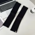 Zwarte gebreide beenwarmers voor vrouwen, dikke warme lange slouch sokken in hippe collegestijl. - Eén maat / Zwart