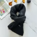 Dark grey knitted winter scarf for men and women, thick and warm winter neck warmer wrap. - 152*20cm / Black
