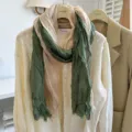 Sommer Baumwolle Leinen Farbverlauf Schal Damen, retro leicht atmungsaktiv Halstuch Reisen. - 180x68cm / Beige und Grün