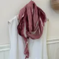 Japanese cotton linen tie-dye scarf lightweight crinkle long shawl for women spring summer - Red