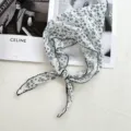 Cotton floral print triangular scarf and hair band detail view in literary style for daily wear. - Flower White