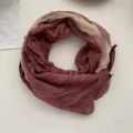 Gradient cotton linen scarf women spring autumn soft long shawl crinkle neck wrap accessory - Purple Red Gradient