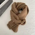 Cozy brown knitted winter scarf for women and men, soft warm solid color lazy style neck warmer. - 156*21cm / Mocha Chestnut