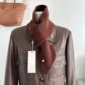 Brown pure wool knitted cross scarf stylish winter warm cozy fashion neck warmer. - Caramel Coffee