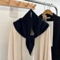 Koreanischer Stil einfarbig Strick Dreiecksschal Winter warm weich Halstuch Mode Zubehör - Marineblau