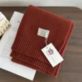 Cozy winter solid color wool knitted scarf, soft warm thick neck wrap for women. - Orange Red