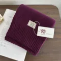 Premium 100% wool knitted scarf in solid purple, cozy winter neckerchief and warm shawl detail. - Purple