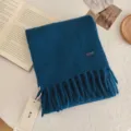 Blue Tassel Knit Scarf Winter Warm Woolen Neck Warmer Stylish Couple Winter Accessory - Indigo Blue / 170*22cm