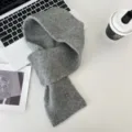 Gray wool cross scarf, stylish short neck warmer for women and men, winter cozy winter accessory. - Gray / 80*12cm