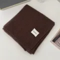 Solid color knitted winter scarf for women, thick warm wool neck warmer, brown minimalist style. - Coffee