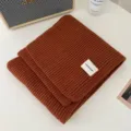 Caramel knitted winter scarf for women, cozy soft warm solid color neck warmer variant. - Caramel color