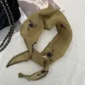 Green Floral Embroidered Triangular Scarf Vintage Lace Headband Hair Band Hair Accessory - Khaki
