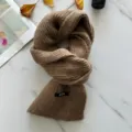 Unisex brown thick knitted wool scarf, warm winter neck warmer, Japanese style soft winter scarf. - 152*20cm / Mocha Chestnut