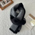 Stylish black and gray color-blocked knit scarf, cozy winter warm neck wrap for women. - Black and Gray