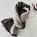 Cozy wool-blend two-tone knit scarf for women, warm winter neck warmer in chic contrast design. - Grey Coffee