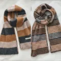 Knitted striped warm winter scarf casual couple soft woolen scarf stylish daily design - Beige Camel Gray