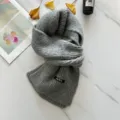 Solid color grey knitted scarf for winter warm thick wool blend unisex fashion neck warmer. - 152*20cm / Medium Grey