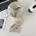 Beige knit cross scarf short neck warmer winter cozy wool blend fashion neck cover - Mixed Beige / 80*12cm