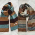 Korean style double-sided color-block striped knitted scarf for cozy autumn and winter warmth. - Blue Brown Coffee