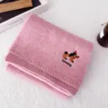 Pink cute embroidered puppy knitted scarf for women, cozy winter warm student neckwear. - Pink