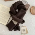 Dark brown cashmere knit scarf for women and men, soft warm winter wool neck warmer daily wear. - 156*22cm / Coffee