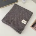 Grey knitted winter scarf, solid color ribbed neck warmer for women, cozy and warm. - Smoke