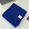 Blue knitted scarf, winter thick warm soft solid color scarf for women and students. - Sapphire Blue