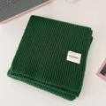 Dark green knit winter scarf for women, cozy thick warm woolen neck warmer soft chic accessory. - Forest Green