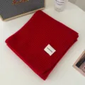 Winter solid color knitted scarf, soft and warm wool neck warmer, cozy folded style. - New Year Red