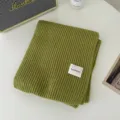Green knit winter scarf for women, cozy thick warm ribbed scarf, soft student daily neck warmer. - Mustard Green