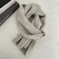 Grey Knitted Scarf Winter Warm Soft Solid Color Casual Thick Neck Warmer for Men Women - 156*21cm / Oatmeal Khaki