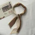 Pleated two-tone hair scarf ribbon, brown and beige chic design for women styling and bags. - Coffee and Beige