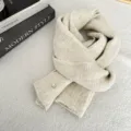 Cozy solid color knitted scarf for winter warm casual stylish daily wear soft texture. - 156*21cm / Mixed White
