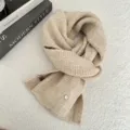 Cozy beige knit scarf for women and men, soft winter warm stylish winter neck warmer. - 156*21cm / Mixed Apricot