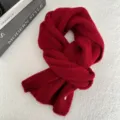 Cozy red knitted winter scarf for women and men, soft solid color warm lazy style neck wrap. - 156*21cm / Wine Red