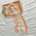 Pleated pink beige hair scarf ribbon sweet elegant hair accessory for women styling daily wear - Pink And Beige