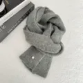 Grey knitted winter scarf for women and men, soft cozy solid color warm neck warmer. - 156*21cm / Medium Grey