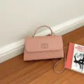 Pink quilted chain shoulder bag for women, luxury PU leather crossbody and handbag design. - Pink