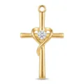 Gold cross heart pendant detail showing shining zircon stone and smooth metal finish items - Pendant Only (Without Chain) / Gold (PJ027)