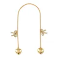 Gold metal chain rearview mirror hanging ornament with rhinestone bow and heart pendants. - Bowknot Heart Style (L252) / Gold