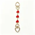 Gold Heart Bag Chain Red Enamel Keychain Metal Purse Charm Accessory for Women Chic - Red