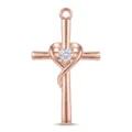 Rose Gold Heart Cross Pendant Featuring Sparkling Zirconia Fashion Jewelry Accessory - Pendant Only (Without Chain) / Rose Gold (PJ027)