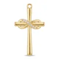 Gold cross pendant featuring sparkling cubic zirconia stones, elegant and stylish jewelry. - Pendant Only (Without Chain) / Gold (PJ028)