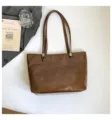 Bolso tote marrón de piel sintética PU, elegante bolso de hombro casual para diario. - Sin colgante / Marrón
