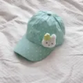 mint green polka dot baseball cap detail plush rabbit decoration soft cotton fabric - One Size / Mint Green